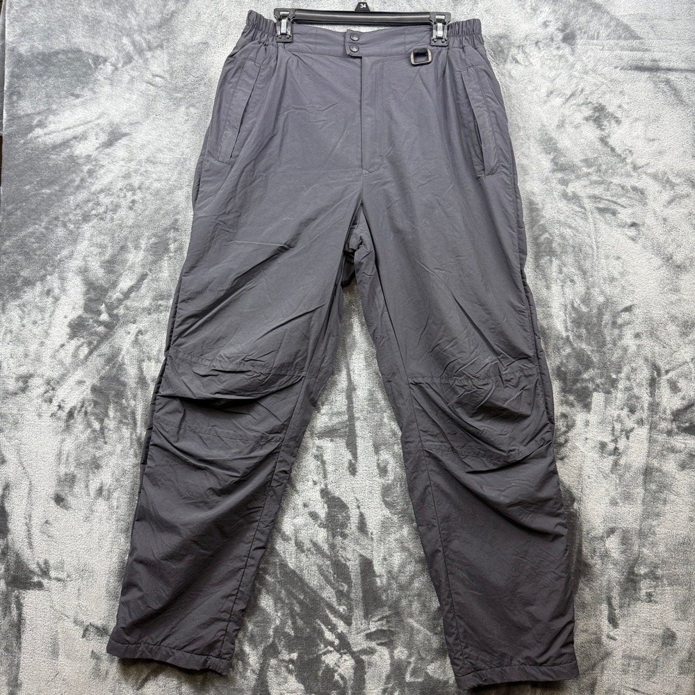 EMS Fleece Lined Pants Mens Large Gray Nylon Full Side Zip Outdoor Hiking 10750